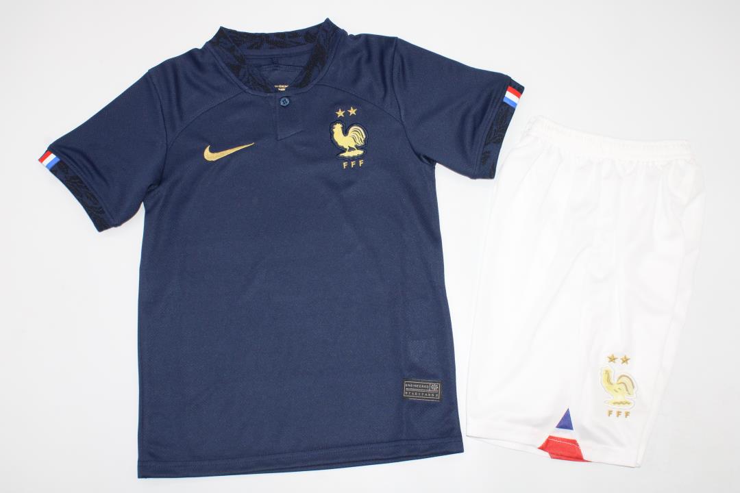 Kids-France 2022 World Cup Home Soccer Jersey